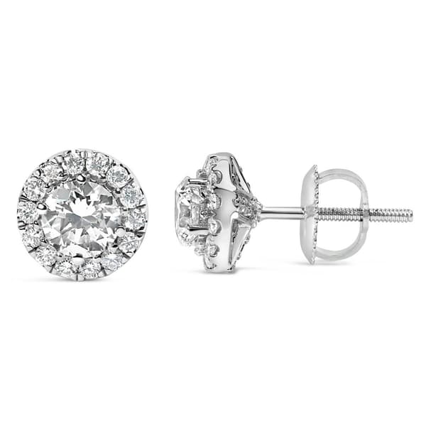 Haus of Brilliance 1ctw. Blue Lab Grown Diamond Halo Earrings