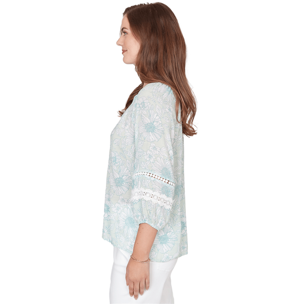 Petite Ruby Rd. Renaissance Romance 3/4 Sleeve Floral Blouse