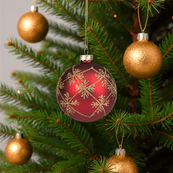 Northlight Burgundy Red Snowflake Glass Ball Christmas Ornament