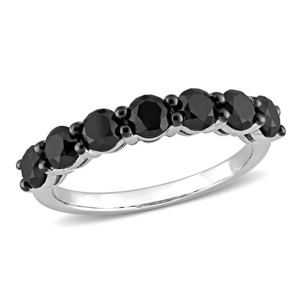 Radiant Rainbow(tm) 10kt. White Gold & Black Diamond Eternity Ring
