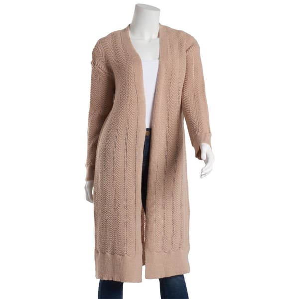 Juniors Poof! Cuddly Yarn Duster w/Side Slit - image 