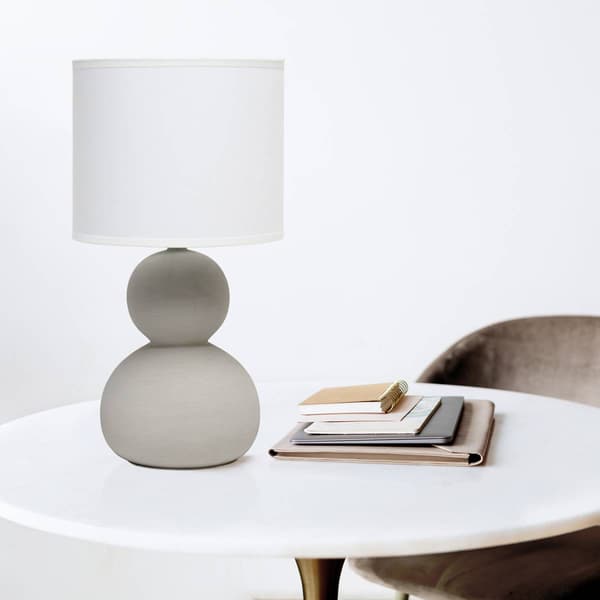 Simple Designs Stone Age Table Lamp w/Drum Shade