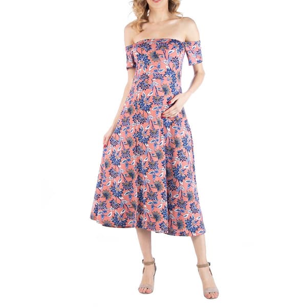 Plus Size 24/7 Comfort Apparel Botanical Maternity Midi Dress - image 
