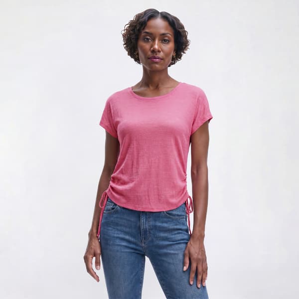Womens Ninety Clothing Short Sleeve Side Tie Crinkle Tee - image 