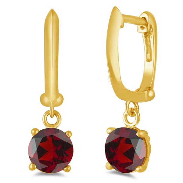 Gemstone Classics(tm) Gold over Silver Garnet Drop Earrings