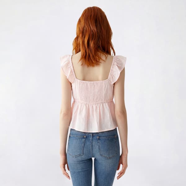 Juniors Trixxi Solid Stripe Flutter Sleeve Lace Babydoll Top