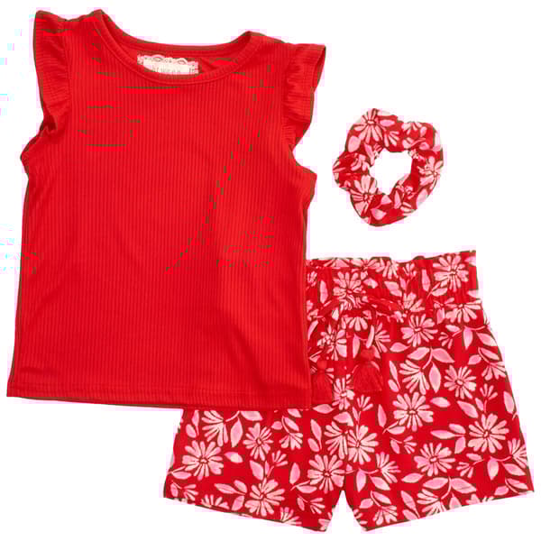 Girls &#40;4-6x&#41; BTween&#40;R&#41; Ribbed Knit Ruffle Tank & Floral Shorts Set