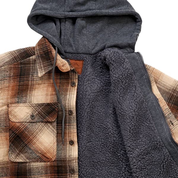 Mens Mountain Ridge Flannel Jacket w/ Chest Protector - Brown/Tan