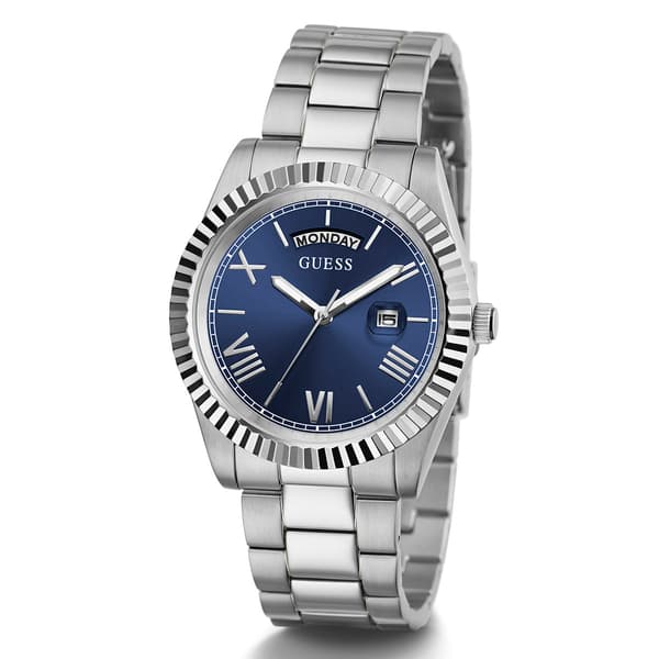 Mens Guess Silver Coin Edge Bezel Watch - GW0265G7