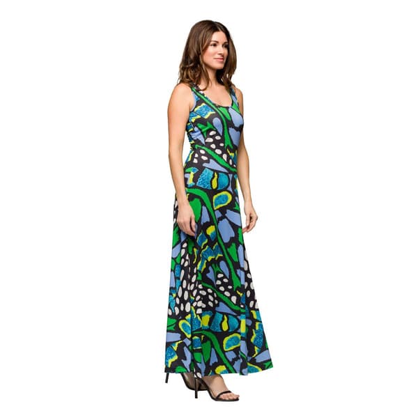 Womens 24/7 Comfort Apparel Blue Butterfly A Line Maxi Dress