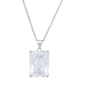 Silver Plated Emerald-Cut Cubic Zirconia Pendant - image 1