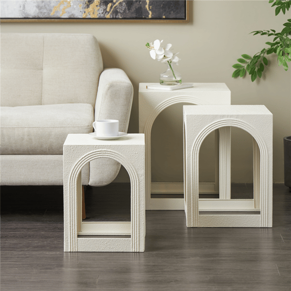 9th & Pike® Modern White Metal Accent Table Set