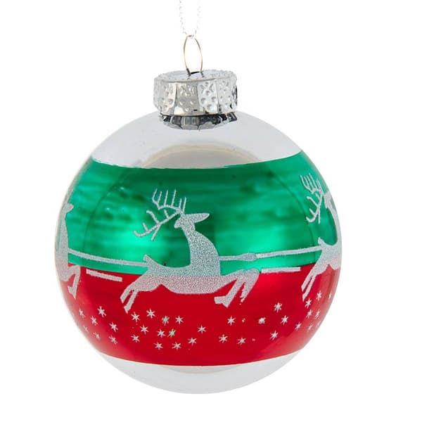 Kurt S. Adler 6pc. Red & Green Reindeer Glass Ball Ornaments Set - image 