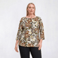 Plus Size Emily Daniels 3/4 Sleeve Textured Floral Leaf Blouse - image 1