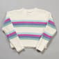 Girls &#40;7-16&#41; Pink Rose Matte Chenille Stripe Sweater - White - image 1