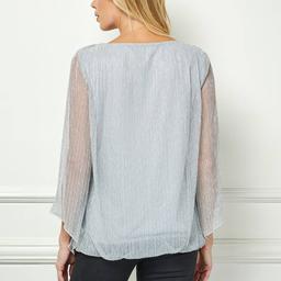 Womens Sara Michelle 3/4 Angel Sleeve Keyhole Neck Blouse