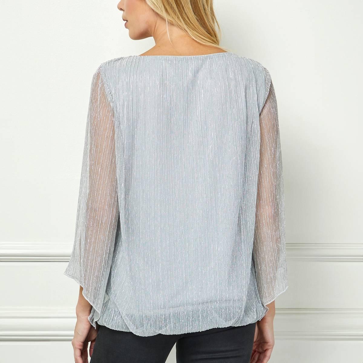 Womens Sara Michelle 3/4 Angel Sleeve Keyhole Neck Blouse