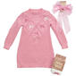 Toddler Girl BTween(R) Pink Cardigan Ribbons Dress, Tights, Bow Set - image 1