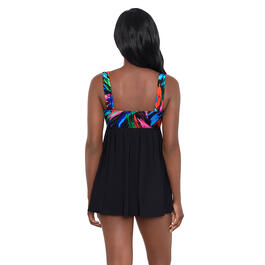 Womens Great Lengths Side Swept Tie Front One Piece Swimdress