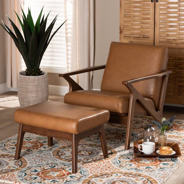 Baxton Studio Bianca Faux Leather 2pc. Lounge Chair & Ottoman Set
