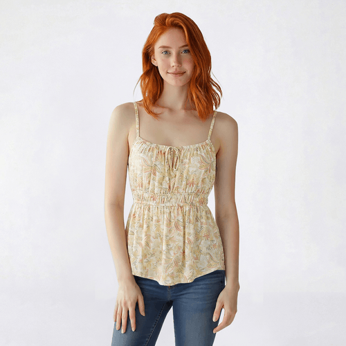 Juniors Wallflower Cressida Yum Jersey Peplum Camisole - Gardenia - image 
