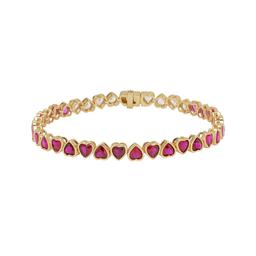Gianni Argento Hearts Lab Grown Ruby Ombre Bracelet