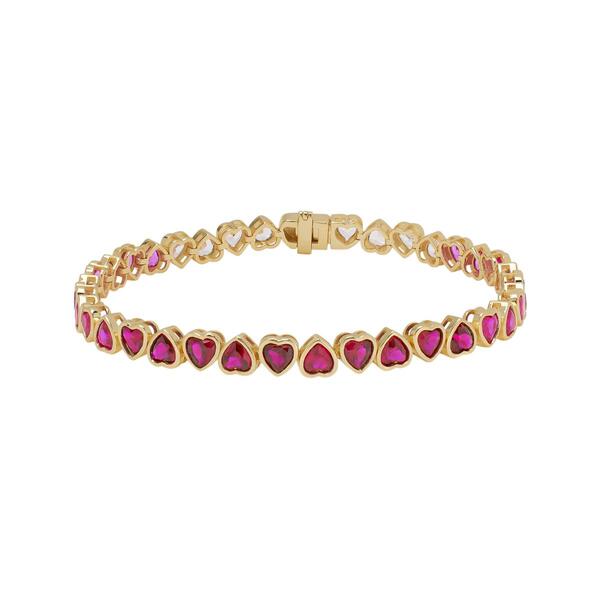 Gianni Argento Hearts Lab Grown Ruby Ombre Bracelet - image 