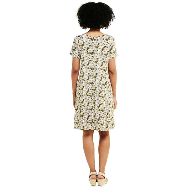 Womens Architect&#174; Short Sleeve Floral A-Line Dress - Olive