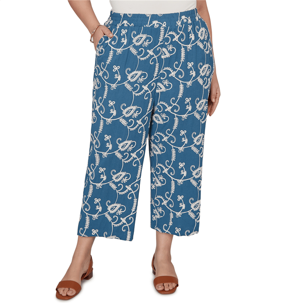 Plus Size Skyes the Limit Summer Spice Embroidery Wide Leg Pants - image 