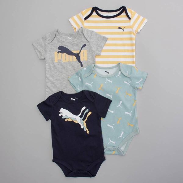 Baby Boy &#40;NB-9M&#41; Puma&#40;R&#41; 4pk. Short Sleeve Emblem Bodysuit Set - image 