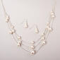 Silver-Tone Simulated Cream Pearl Necklace Set - image 1