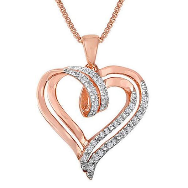 Diamond Classics&#40;tm&#41; 1/10ct. Diamond Plated Silver Heart Pendant - image 