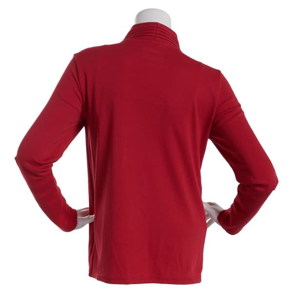 Petite Hasting & Smith Long Sleeve Drape Neck Pleated Cardigan