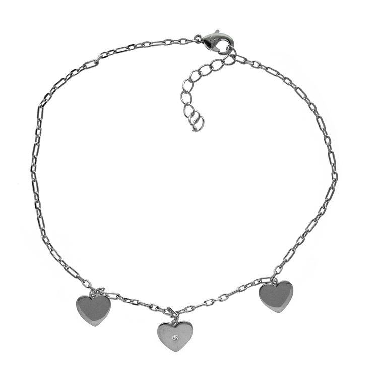 Barefootsies Diamond Accent Multi Heart Anklet Bracelet