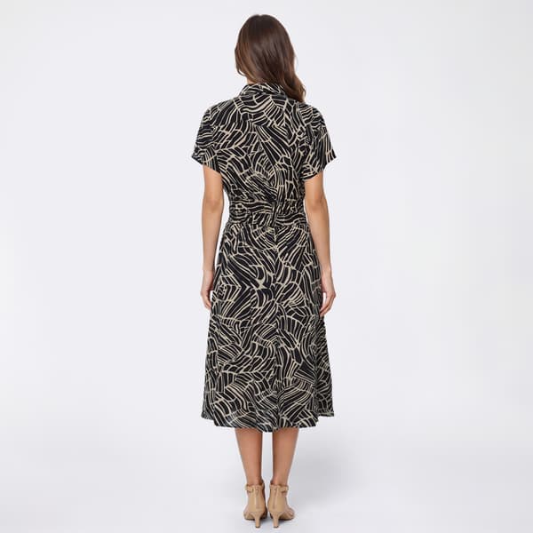 Womens Vivid Aura Short Sleeve Abstract Midi Shirtdress