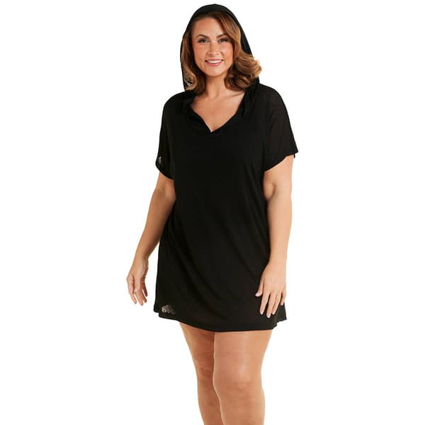 Plus Size Cover Me Onion Skin Hooded Tunic Swim Cover-Up - image 