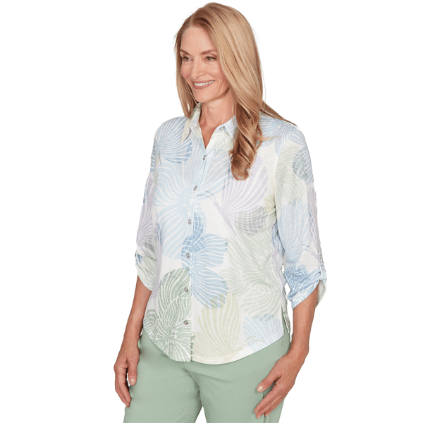 Petite Alfred Dunner St. Augustine Floral Butterfly Button Blouse