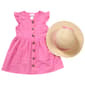 Toddler Girl Little Lass&#40;R&#41; Pink Knit Eyelet Button Dress w/ Hat - image 1