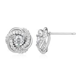 Forever Facets Rhodium Plated April Love Knot Earrings