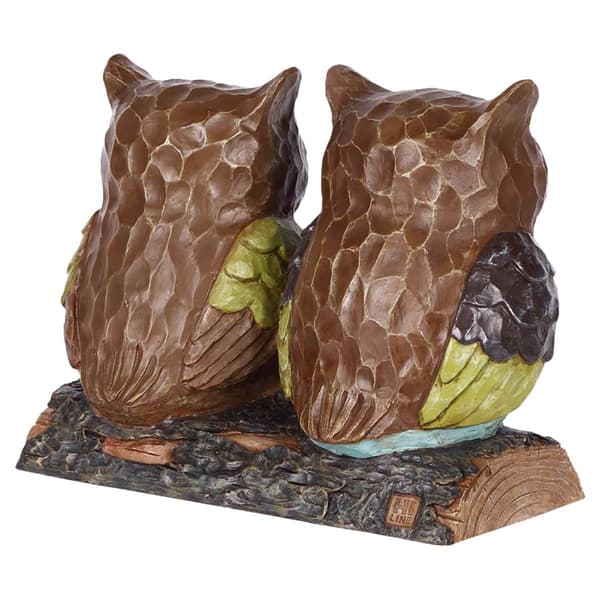 Hi-Line Gift Owl Couple with Welcome Sign Garden Statue