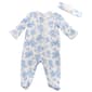 Baby Girl (NB-9M) Little Me Blue Roses Footie with Headband - image 1