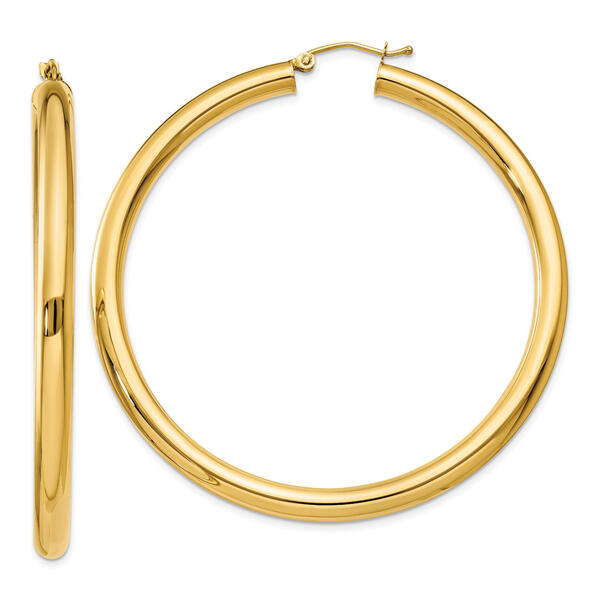 Gold Classics&#40;tm&#41; 14kt. Glossy Gold 55mm Hoop Earrings - image 
