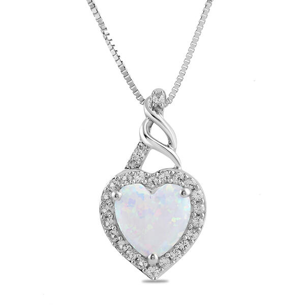 Gemstone Classics&#40;tm&#41; Created Opal & Sapphire Heart Pendant - image 