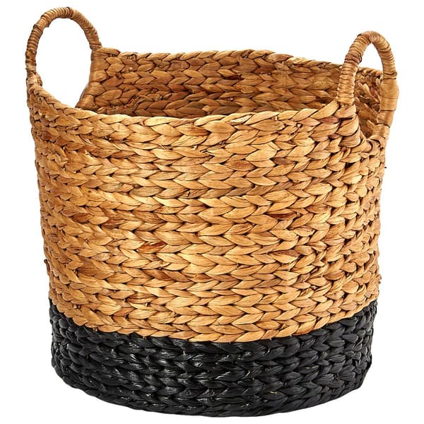 Baum Brothers Large Arrow Weave Water Hyacinth Round Basket - image 