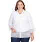 Plus Size Ruby Rd. By The Sea 3/4 Sleeve Lace Button Down Blouse - image 1
