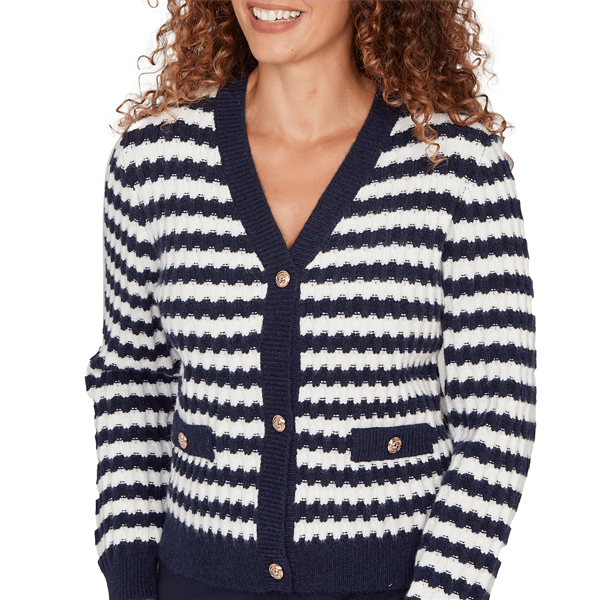 Womens Emaline Golden Nautica Zig Zag Button Front Cardigan