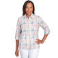 Womens Alfred Dunner 3/4 Sleeve Woven Neutral Plaid Shirt - image 1