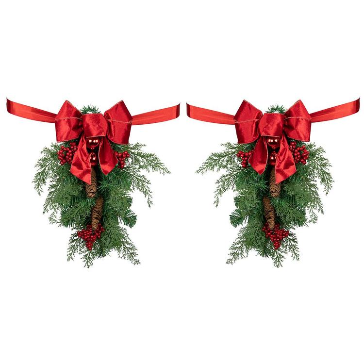 Northlight Seasonal Christmas Chair Back Swags - Set of 2