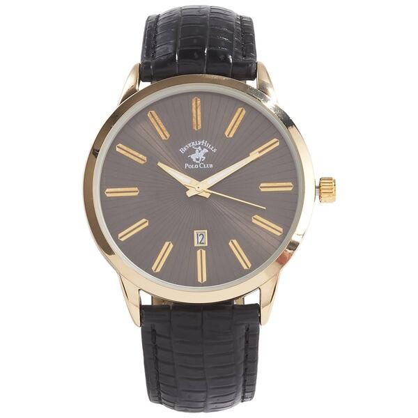 Mens Beverly Hills Polo Club Faux Leather Strap Watch - 54821-BOS - image 