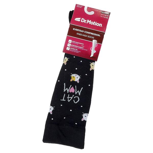 Womens Dr. Motion Cat Mom Compression Knee High Socks - image 